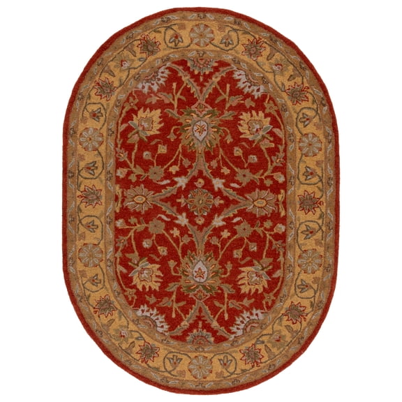 SAFAVIEH Antiquity Beaumont Traditional Wool Area Rug, Rust/Gold, 4'6" x 6'6" Oval