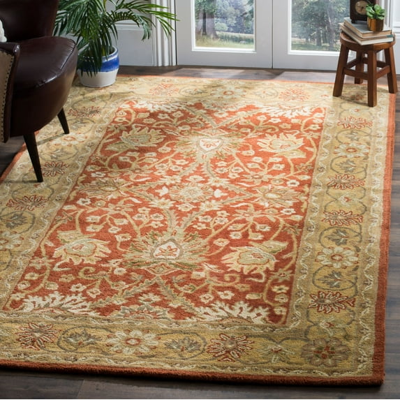SAFAVIEH Antiquity Beaumont Traditional Wool Area Rug, Rust/Gold, 6' x 9'