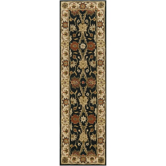 SAFAVIEH Antiquity Beaumont Traditional Wool Runner Rug, Black/Ivory, 2'3" x 12'
