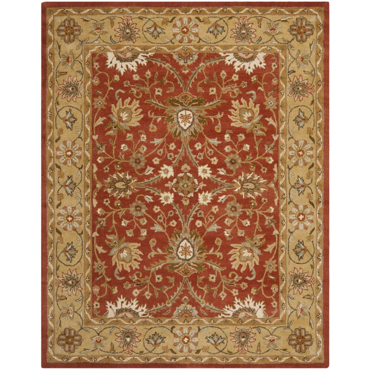 Elegant Rust & Gold Wool Runner Rug - Hand Tufted, 2'3" x 12'