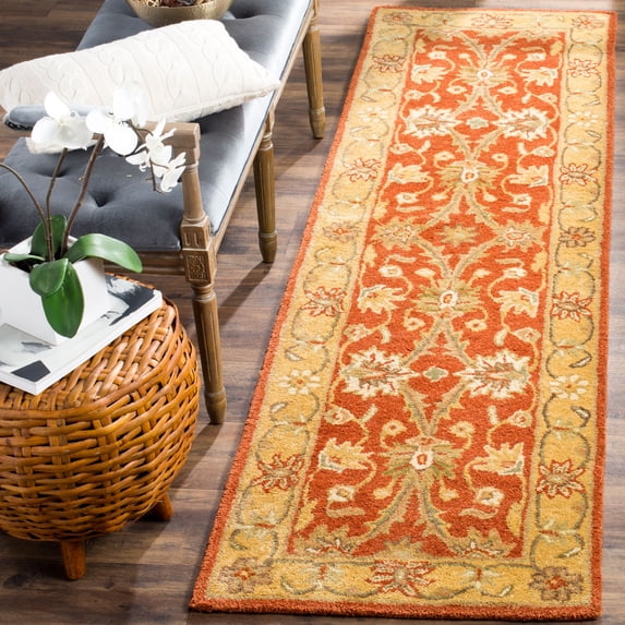 SAFAVIEH Antiquity Beaumont Traditional Wool Runner Rug, Rust/Gold, 2'3" x 6'
