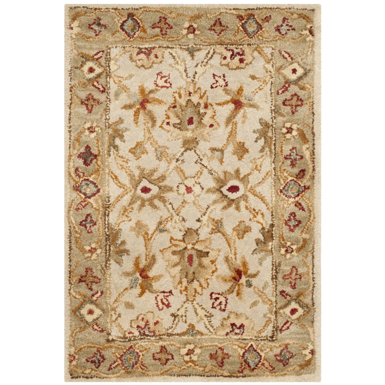 Elegant Gray Hand-Tufted Wool Rectangular Accent Rug