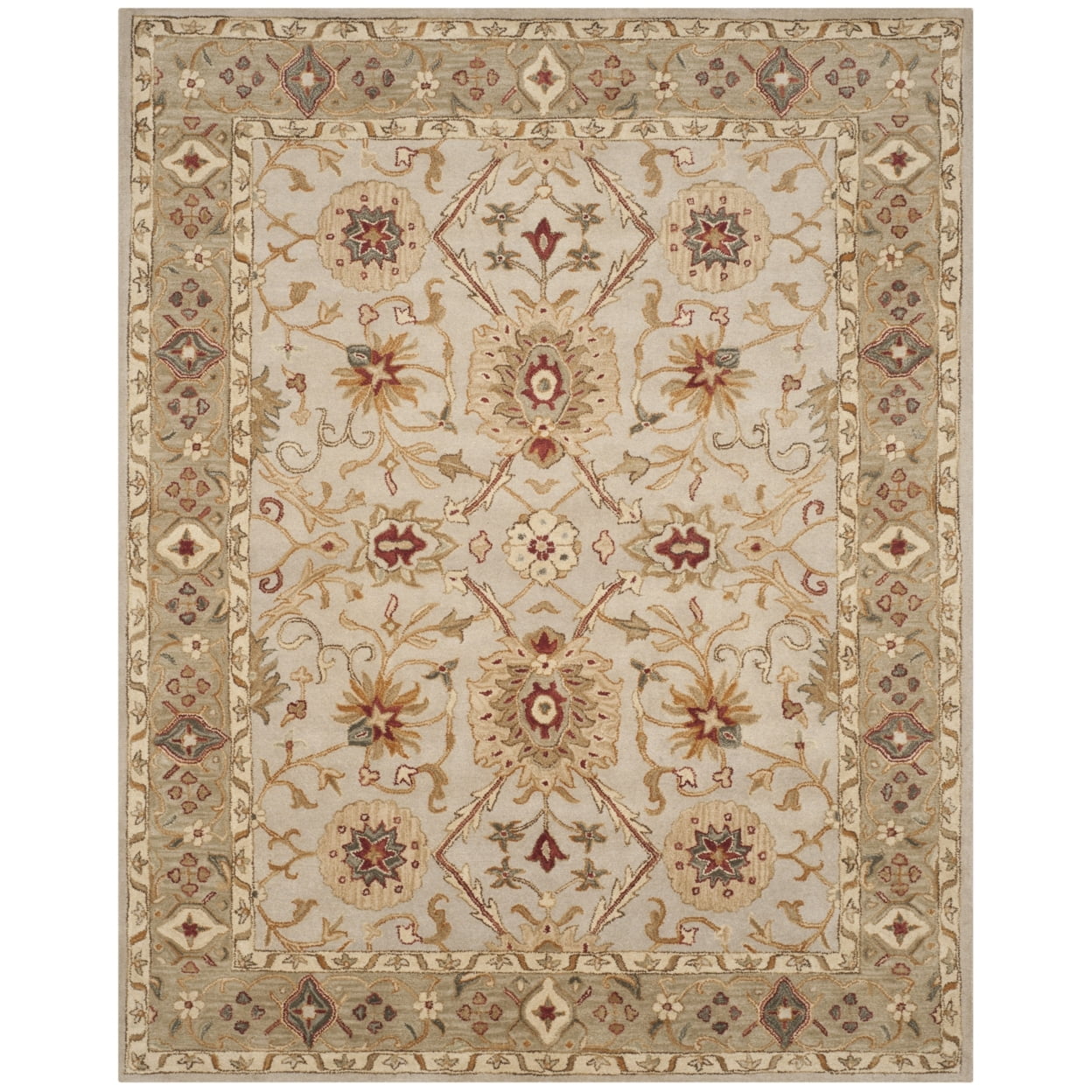 Handmade Gray and Beige Wool Tufted Area Rug