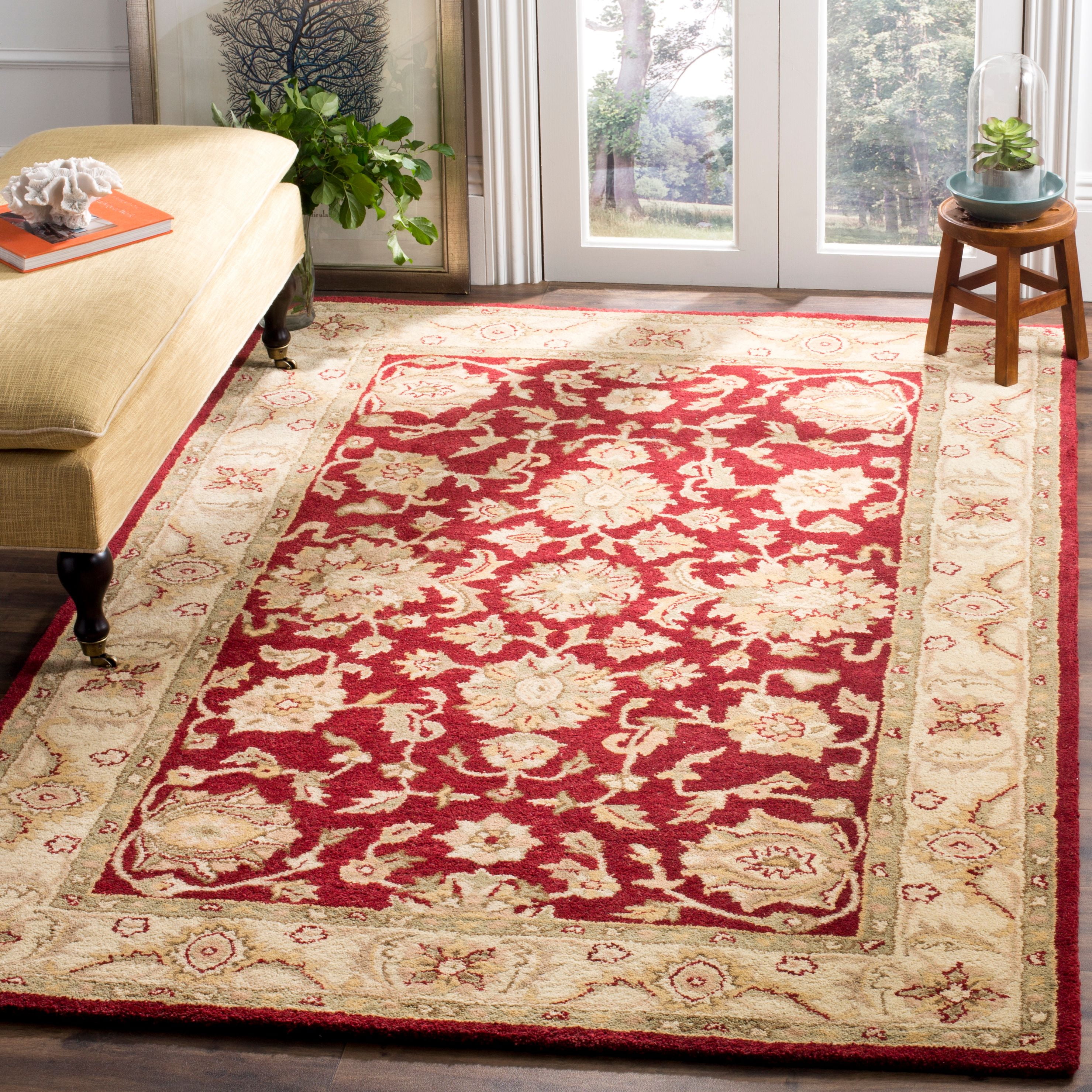 Heirloom Red Wool 4'x6' Hand-Tufted Rectangular Rug