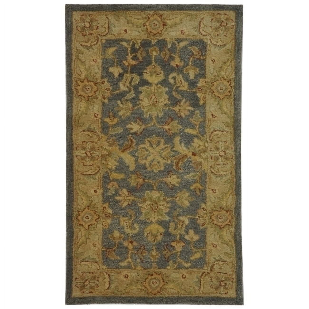 Handmade Blue and Beige Wool Tufted Reversible Accent Rug
