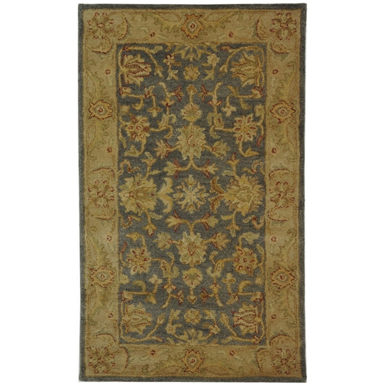 Heirloom Blue & Beige Hand-Tufted Wool Square Rug
