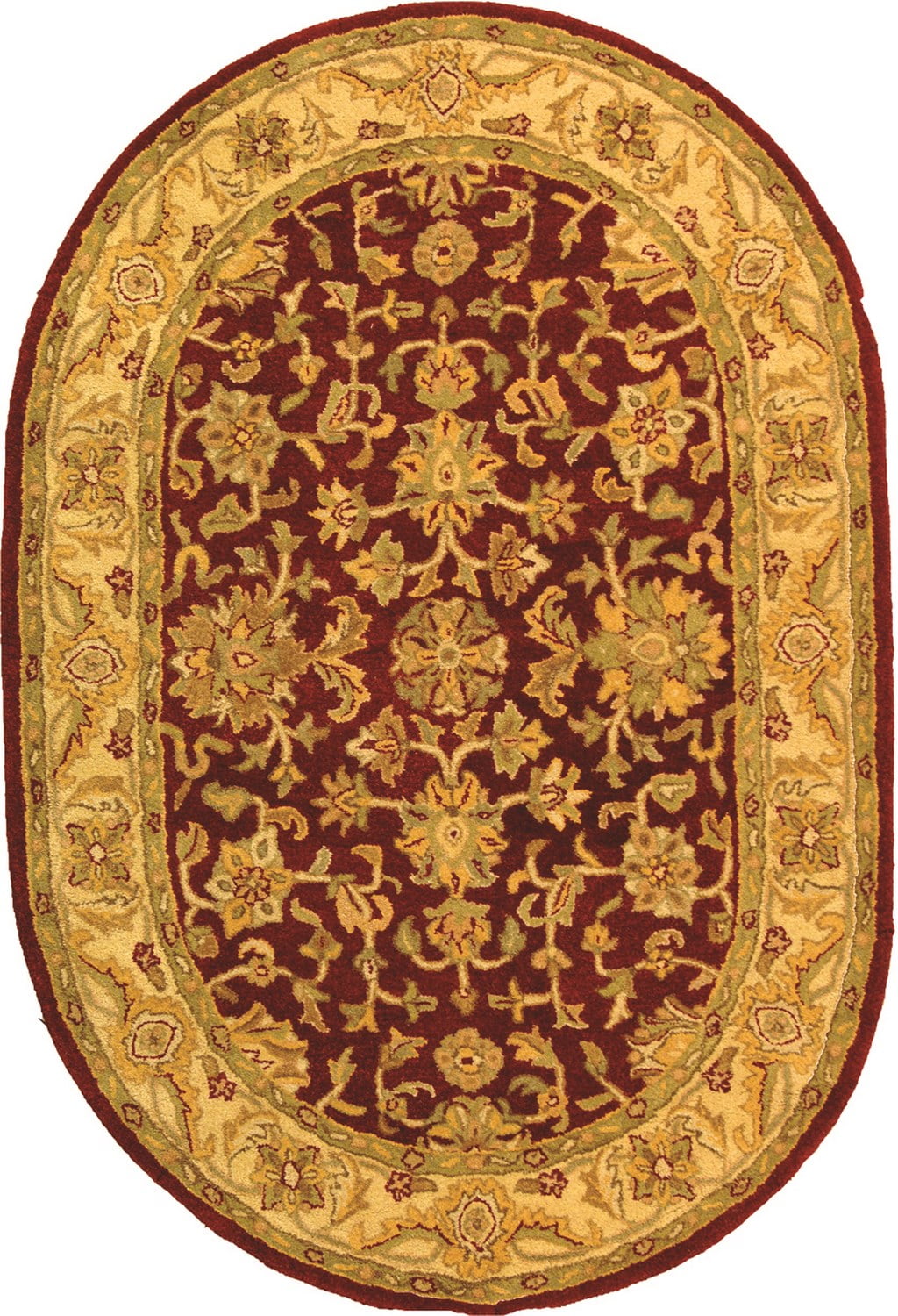 Antiquity Red and Gold Oval Hand Tufted Wool Rug
