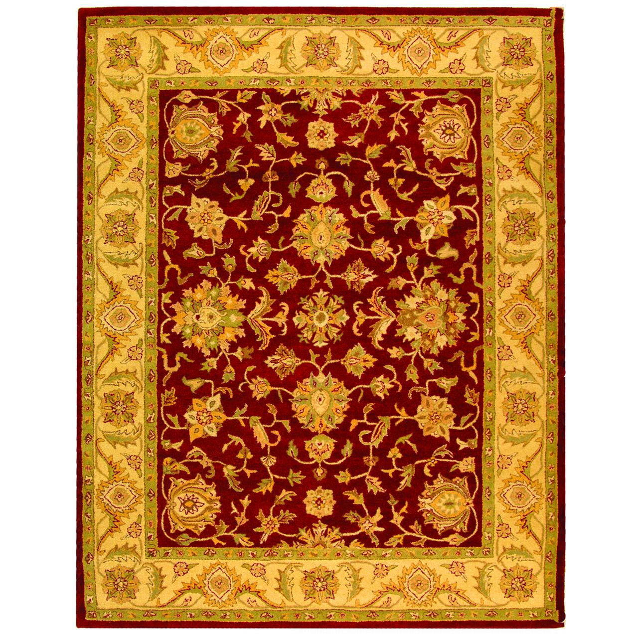 Elegant Red and Gold Tufted Wool Square Rug 7'6" x 9'6"