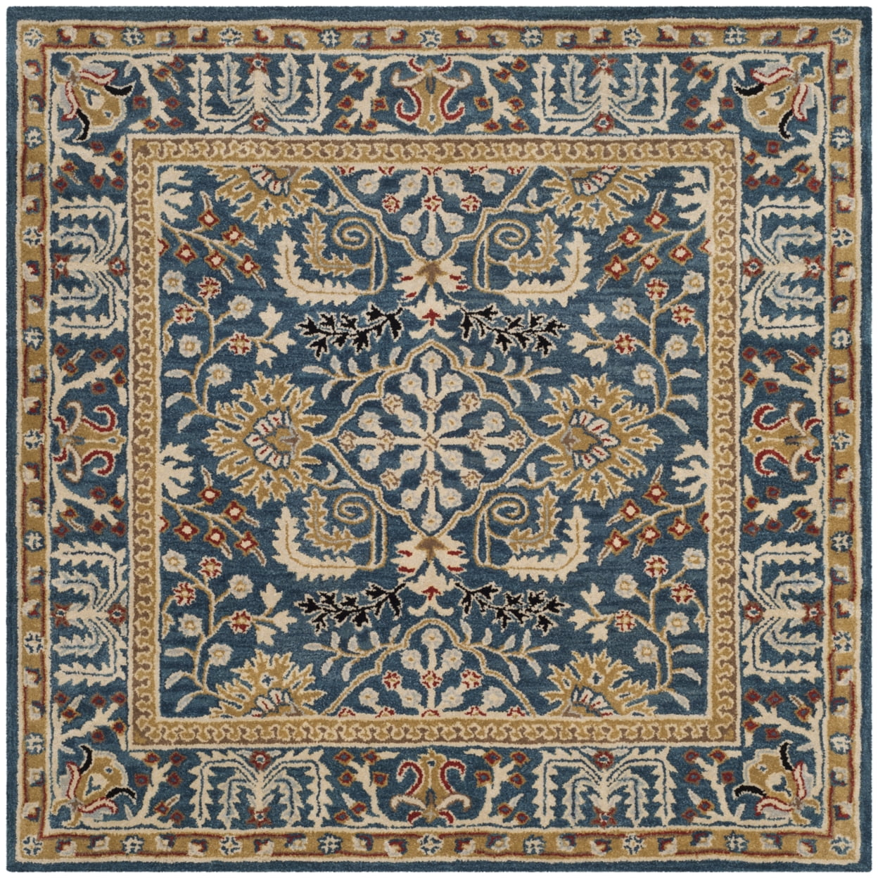 Antiquity Hand-Tufted Dark Blue Wool 6' Square Rug