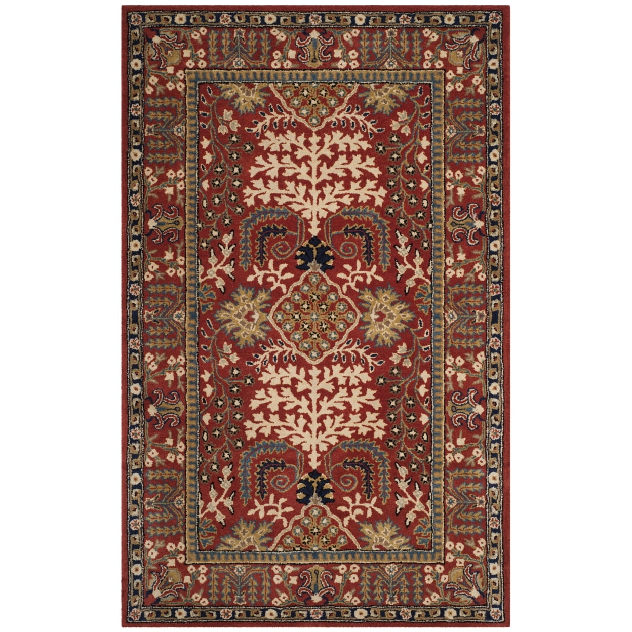 Antiquity Red and Multi Wool 5' x 8' Handmade Tufted Rug