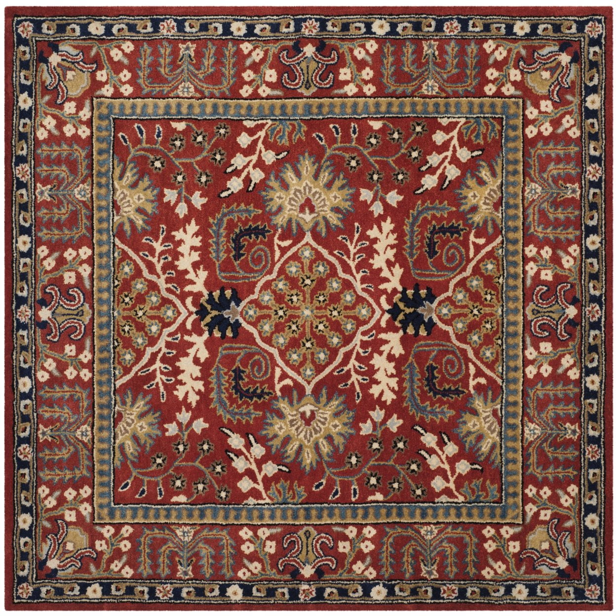 Antiquity Red/Multi 6' Square Hand-Tufted Wool Area Rug