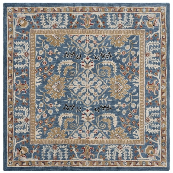 SAFAVIEH Antiquity Caelestinus Oriental Wool Area Rug, Dark Blue/Multi, 4' x 4' Square
