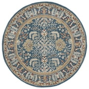 SAFAVIEH Antiquity Caelestinus Oriental Wool Area Rug, Dark Blue/Multi, 6' x 6' Round