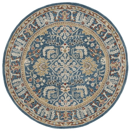 SAFAVIEH Antiquity Caelestinus Oriental Wool Area Rug, Dark Blue/Multi, 6' x 6' Round