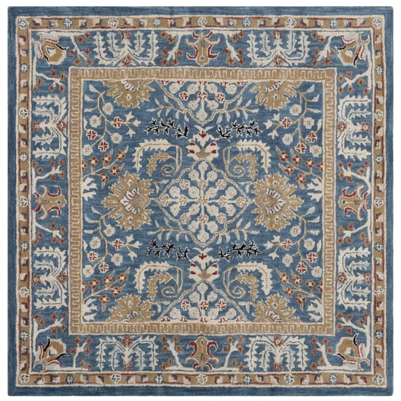 SAFAVIEH Antiquity Caelestinus Oriental Wool Area Rug, Dark Blue/Multi, 6' x 6' Square
