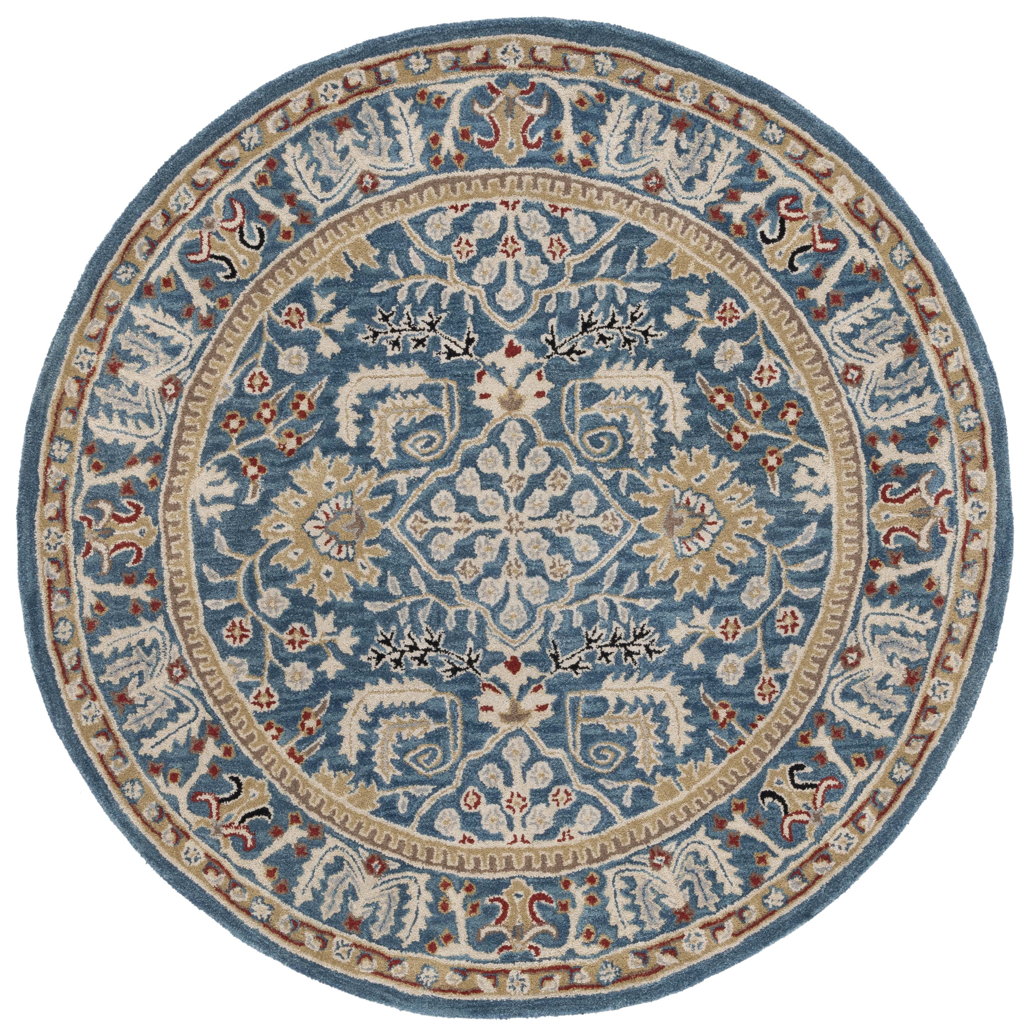 Antiquity Hand-Tufted Dark Blue Wool Round Area Rug