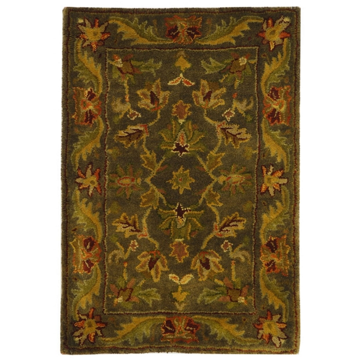 Handmade Green and Gold Tufted Wool Area Rug