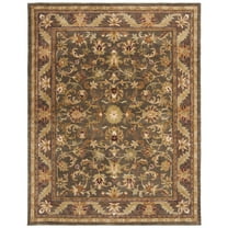 SAFAVIEH Antiquity Carmella Floral Bordered Wool Area Rug, Charcoal, 4'6" x 6'6" Oval