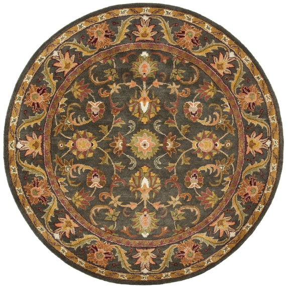 SAFAVIEH Antiquity Carmella Oriental Wool Area Rug, Green/Gold, 6' x 6' Round