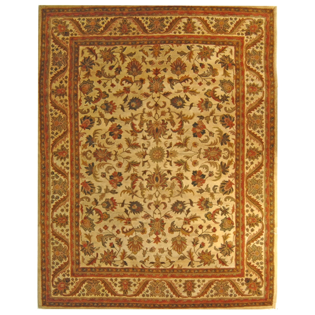 Gold and Beige Hand-Tufted Wool Area Rug, 6' x 9'