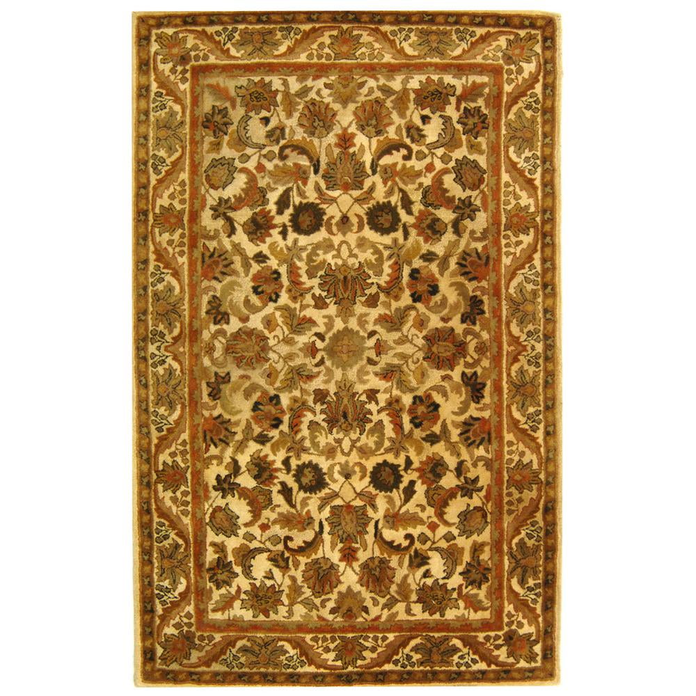 Gold and Beige Hand-Tufted Wool Area Rug, 6' x 9'