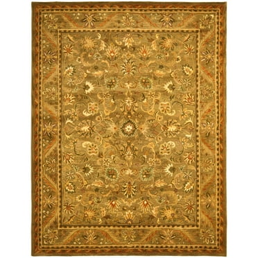 SAFAVIEH Antiquity Carmella Floral Bordered Wool Area Rug, Olive/Gold, 2' x 3'