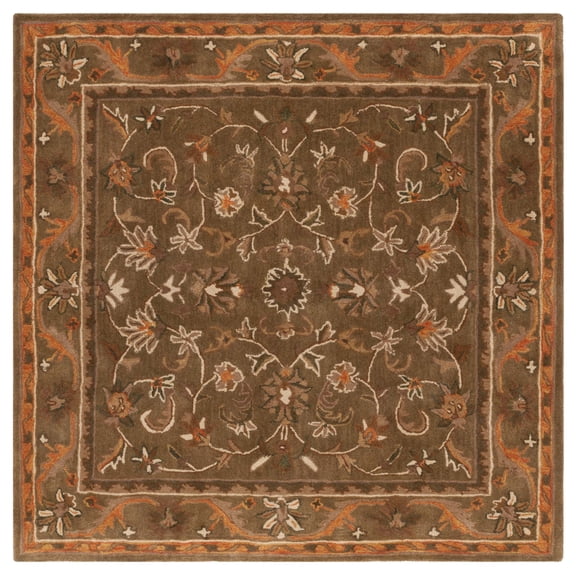 SAFAVIEH Antiquity Carmella Oriental Wool Area Rug, Olive/Gold, 6' x 6' Square