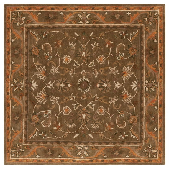 SAFAVIEH Antiquity Carmella Oriental Wool Area Rug, Olive/Gold, 8' x 8' Square