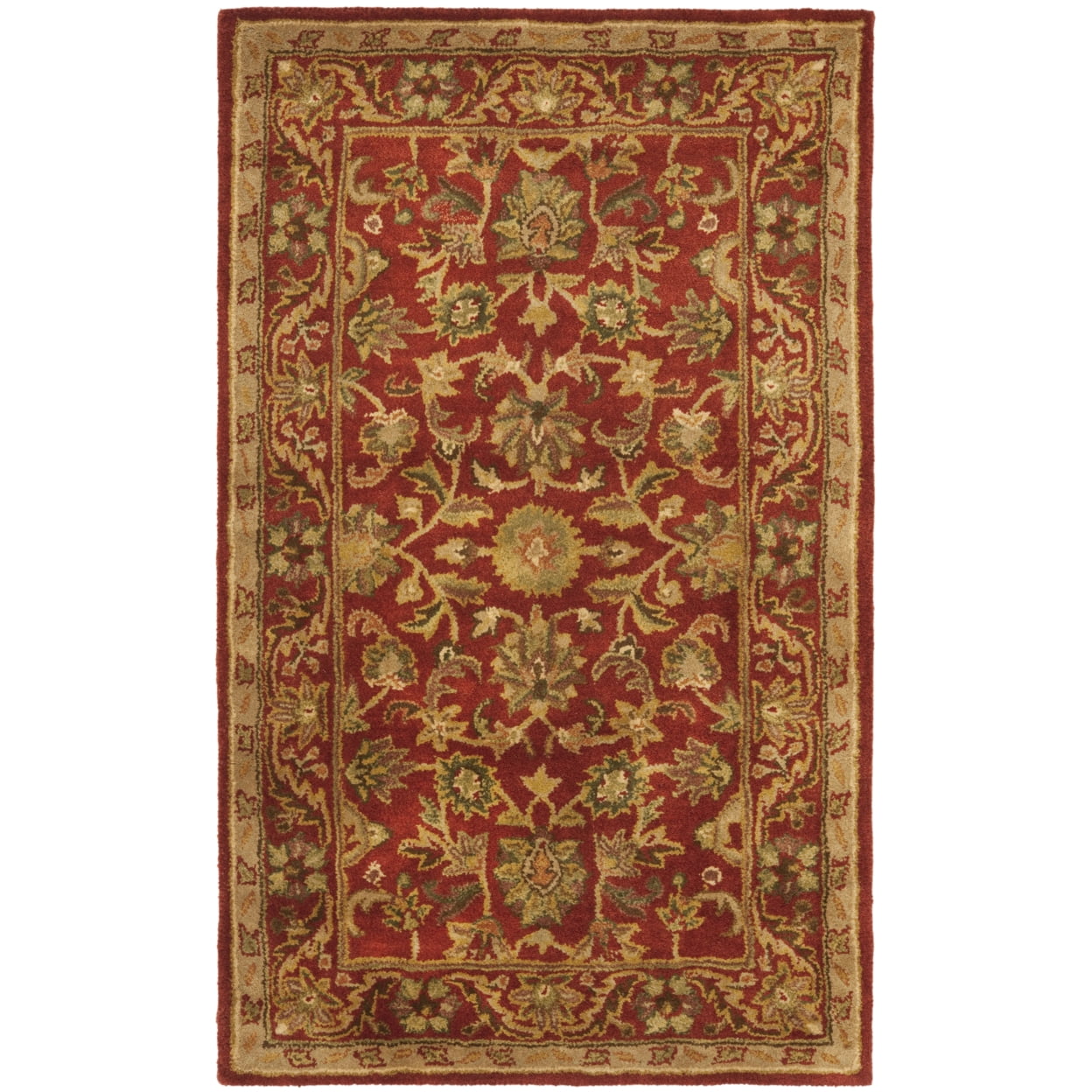 Elegant Heirloom Red Wool 3' x 5' Hand-Tufted Area Rug