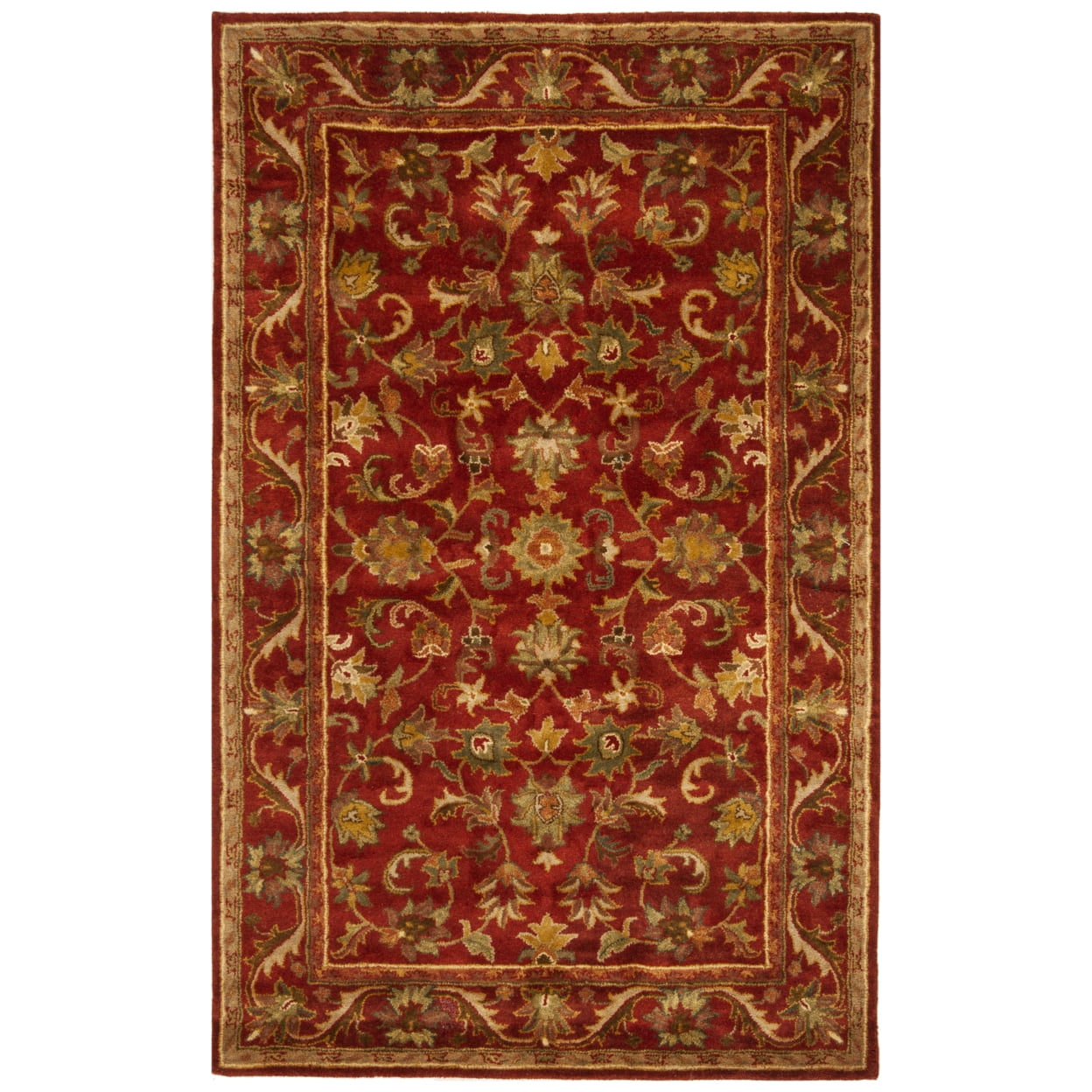 Handmade Red Wool 4' x 6' Tufted Area Rug