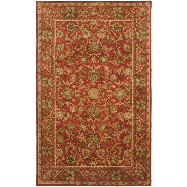 SAFAVIEH Antiquity Carmella Floral Bordered Wool Area Rug, Red, 6' x 9'