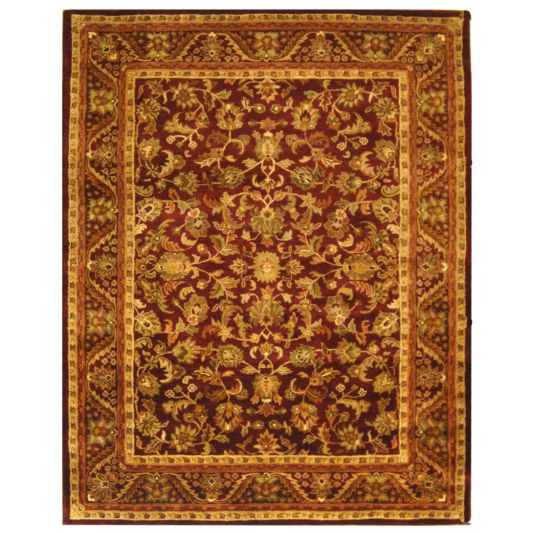 Handmade Red and Gold Wool Tufted Area Rug