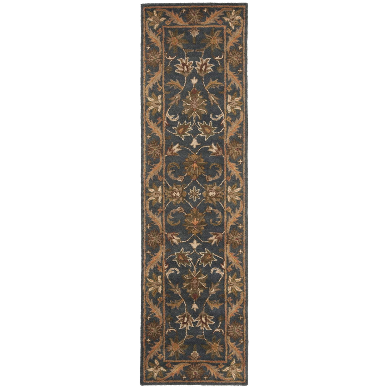Antiquity Blue and Gold Hand-Tufted Wool Runner Rug