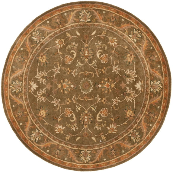 SAFAVIEH Antiquity Carmella Oriental Wool Area Rug, Olive/Gold, 6' x 6' Round