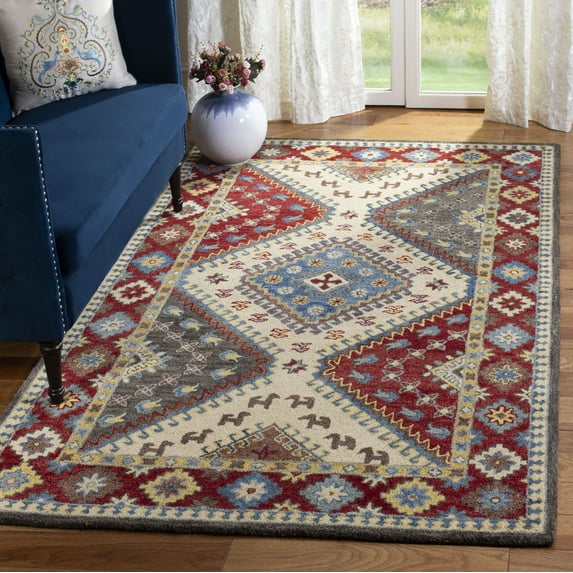 SAFAVIEH Antiquity Cennetig Geometric Area Rug, Red/Ivory, 5' x 8'
