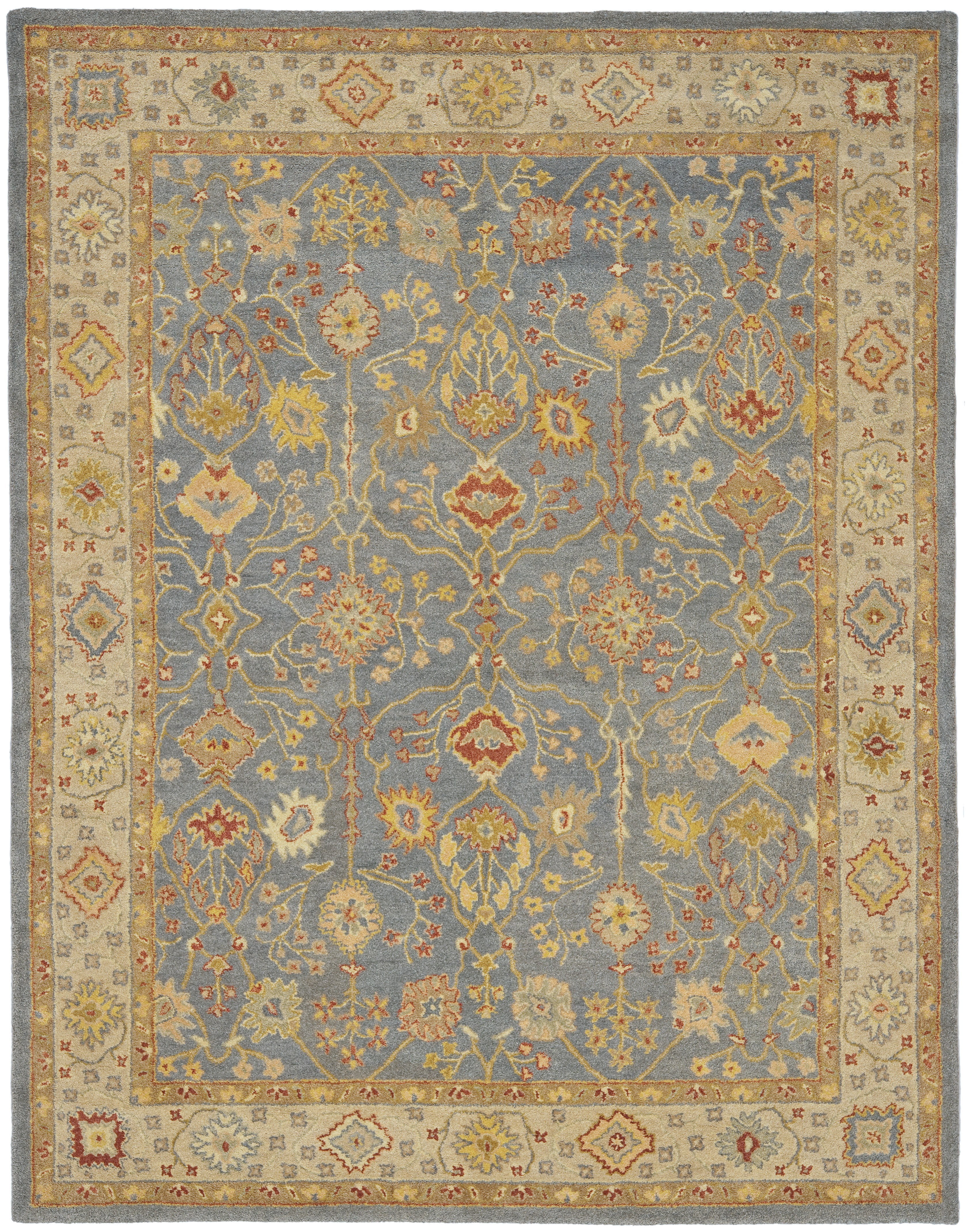 SAFAVIEH Antiquity Chanelle Oriental Wool Area Rug, Blue/Ivory, 12' x 15'