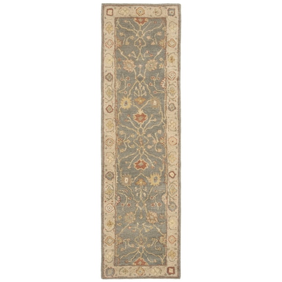 SAFAVIEH Antiquity Chanelle Oriental Wool Runner Rug, Blue/Ivory, 2'3" x 8'