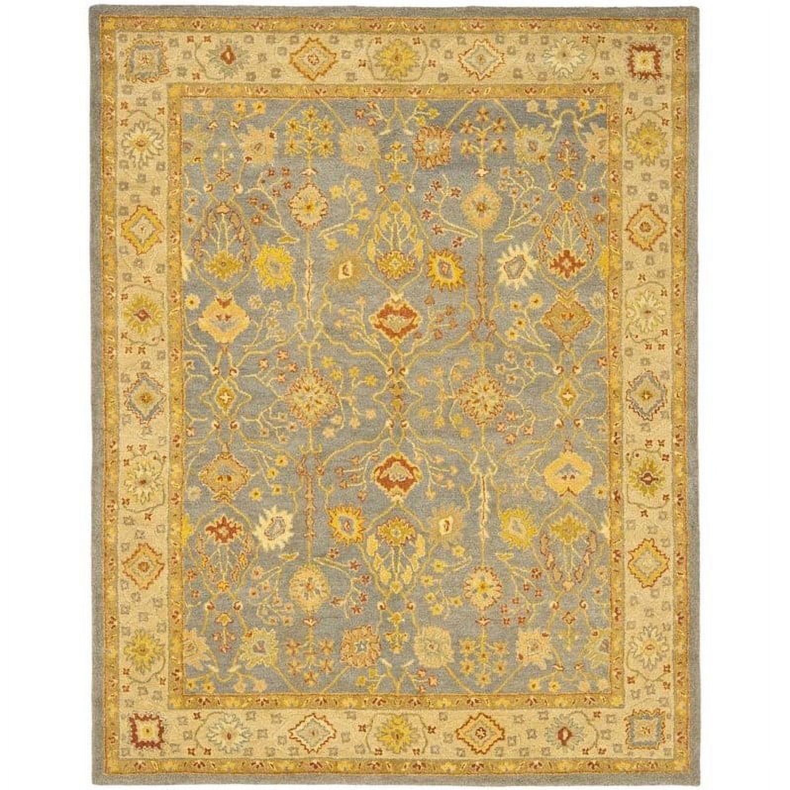 Ivory and Blue Hand-Tufted Wool Area Rug, 11' x 15'