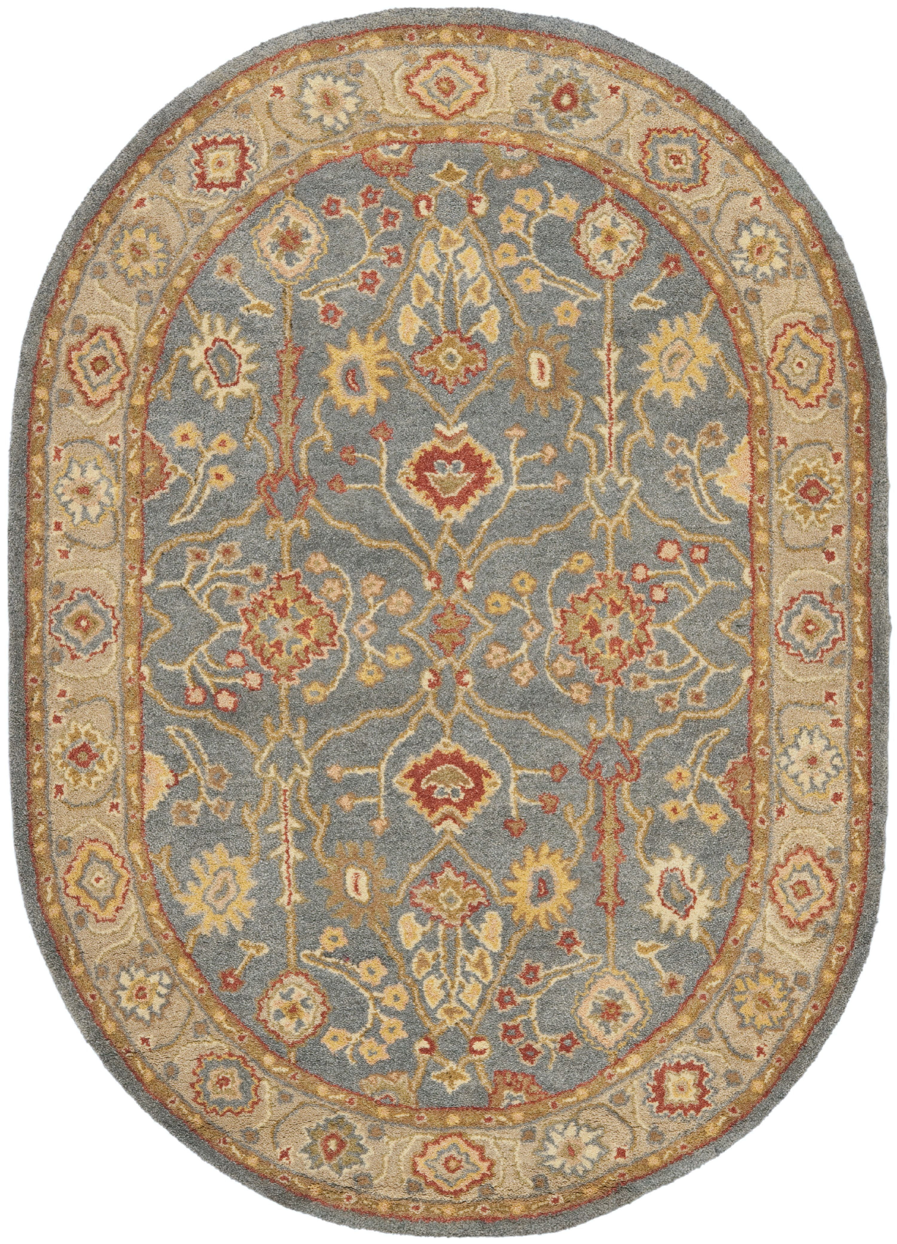 Antiquity Blue and Ivory Oval Wool Area Rug