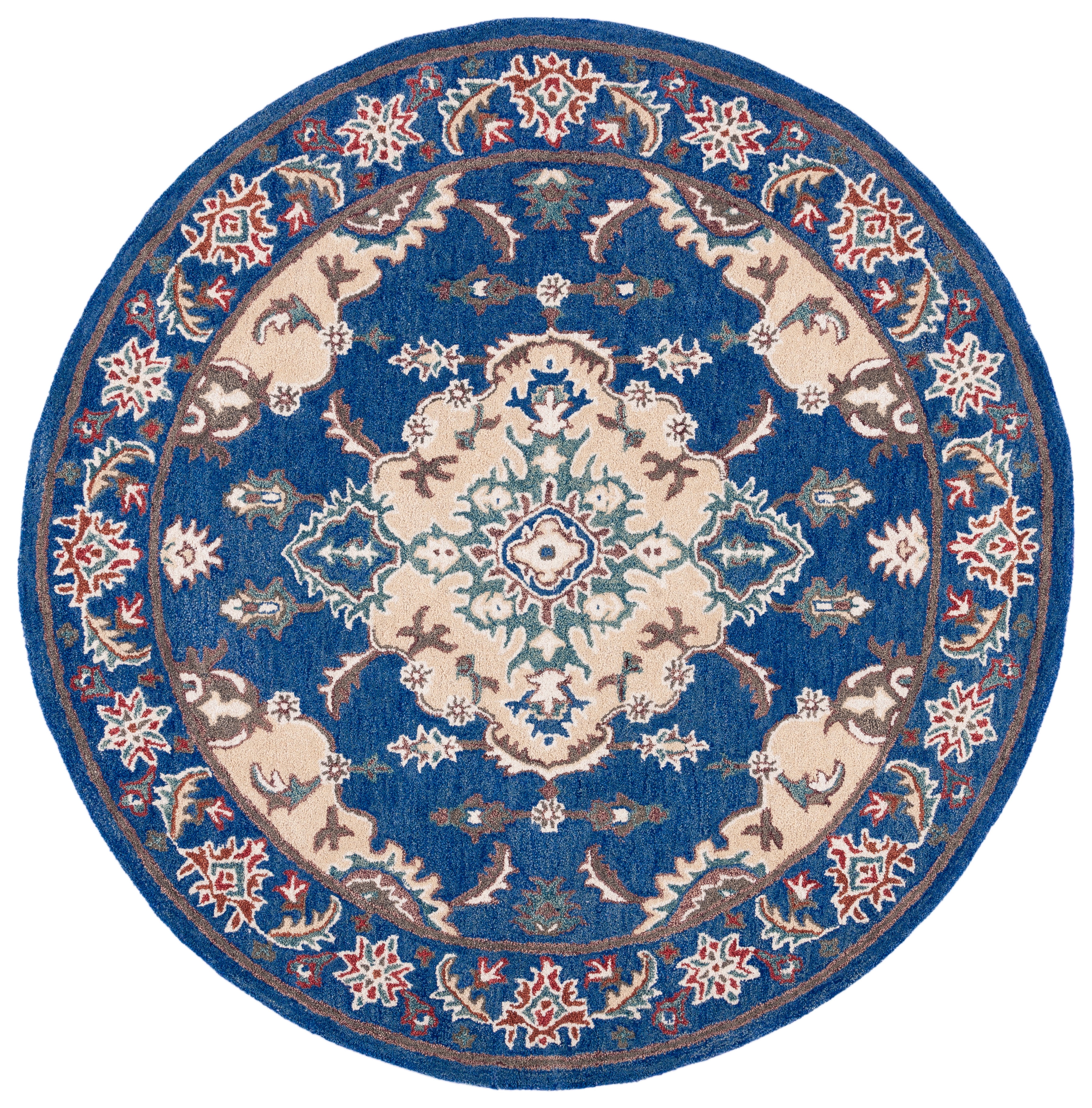 SAFAVIEH Antiquity Christopher Oriental Area Rug, Blue/Ivory, 6' x 6' Round