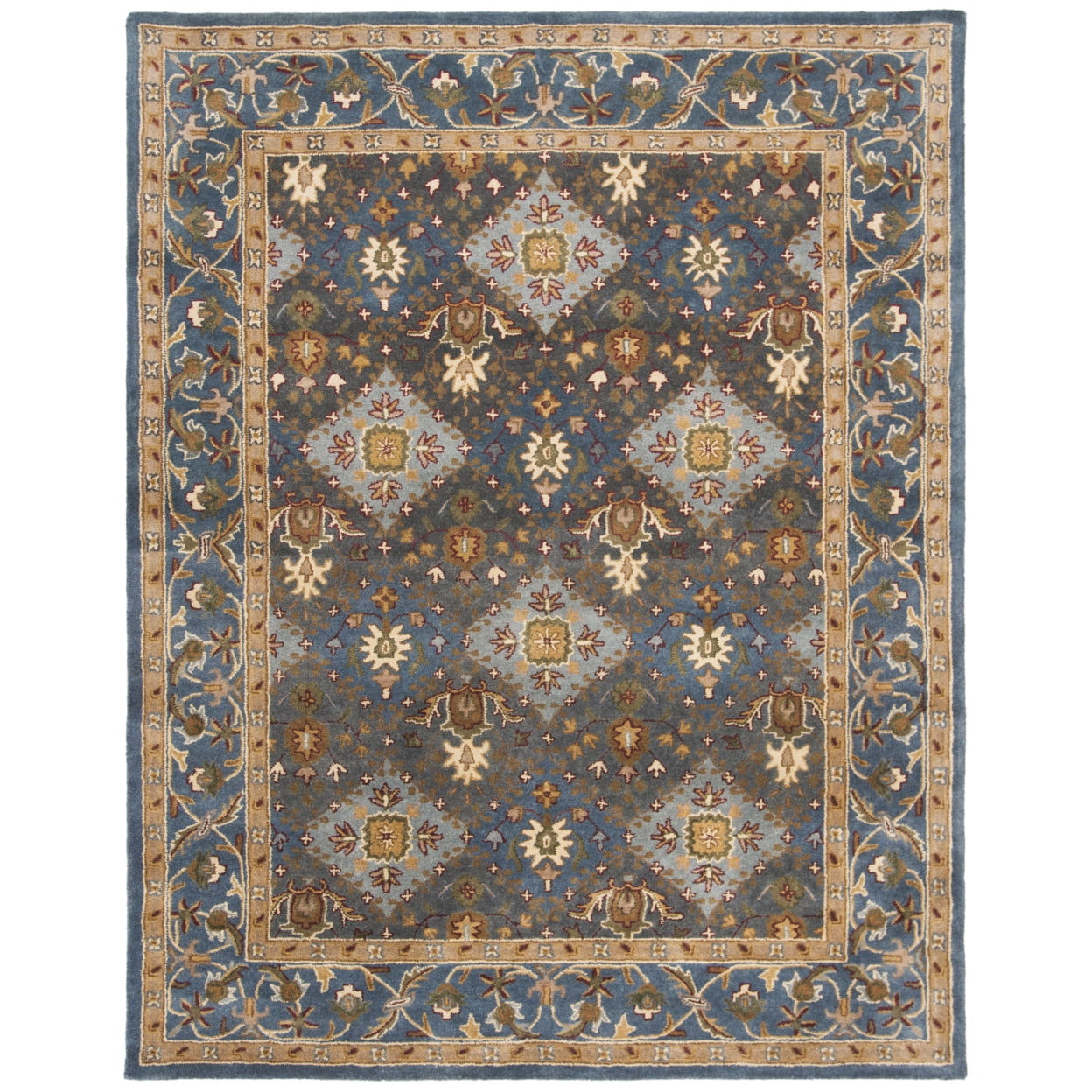 Hand-Tufted Blue Wool Traditional Large Area Rug