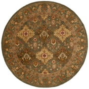 SAFAVIEH Antiquity Clarisse Oriental Wool Area Rug, Olive, 6' x 6' Round
