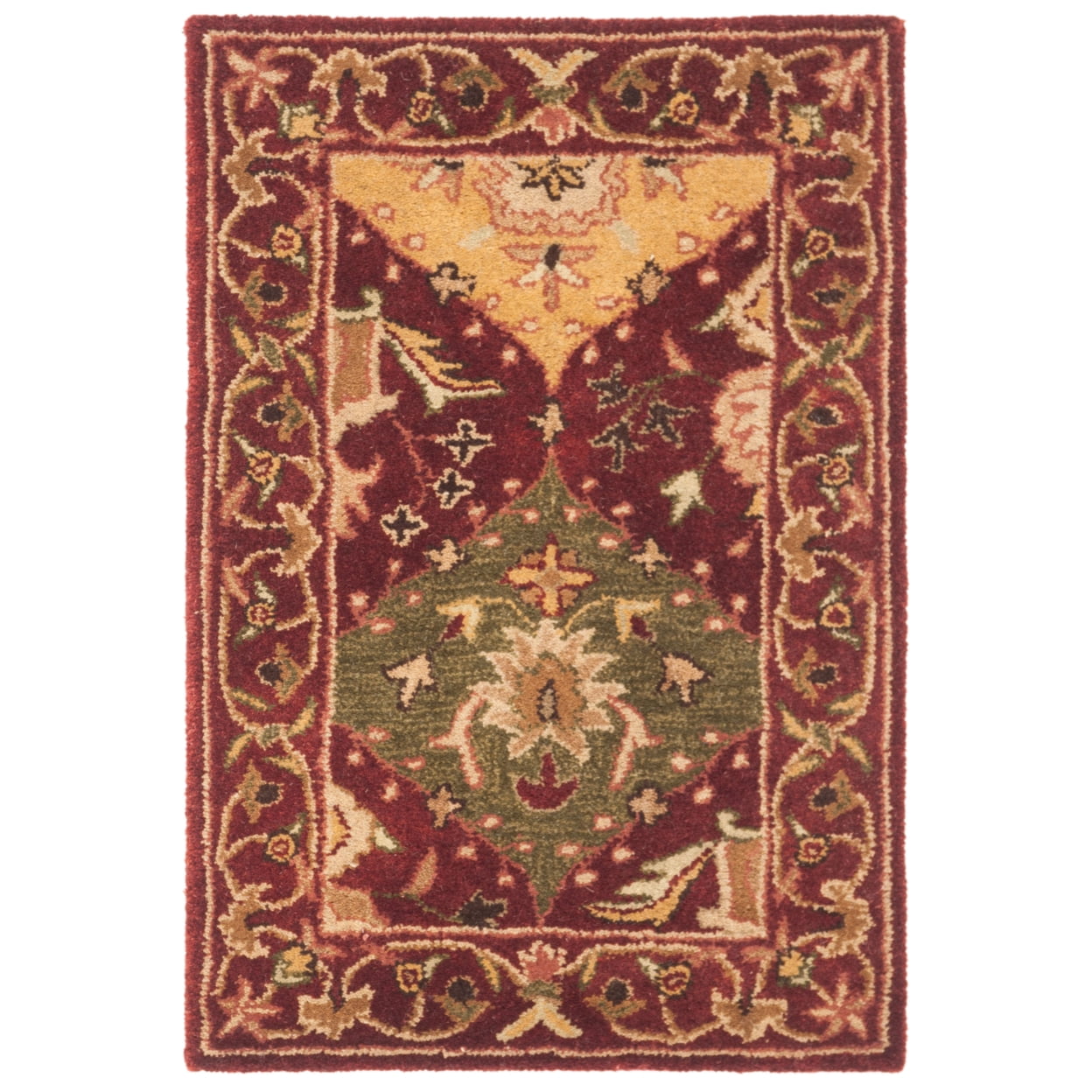Handmade Wine Wool 2' x 3' Traditional Tufted Area Rug