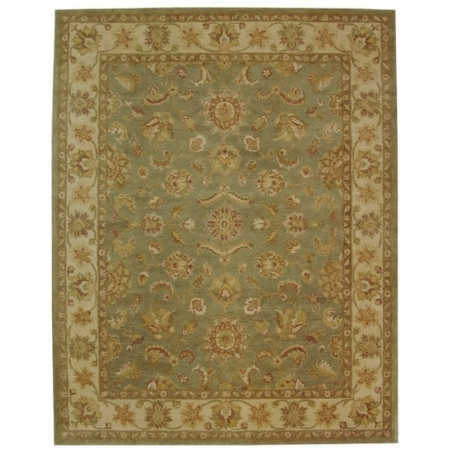Elegant Ivory Tufted Wool 7'6" x 9'6" Handmade Area Rug