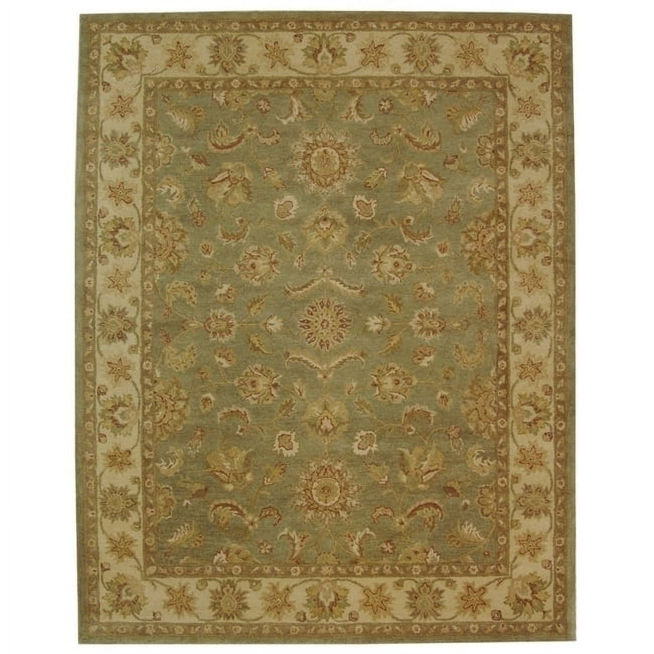 Elegant Ivory Tufted Wool 7'6" x 9'6" Handmade Area Rug
