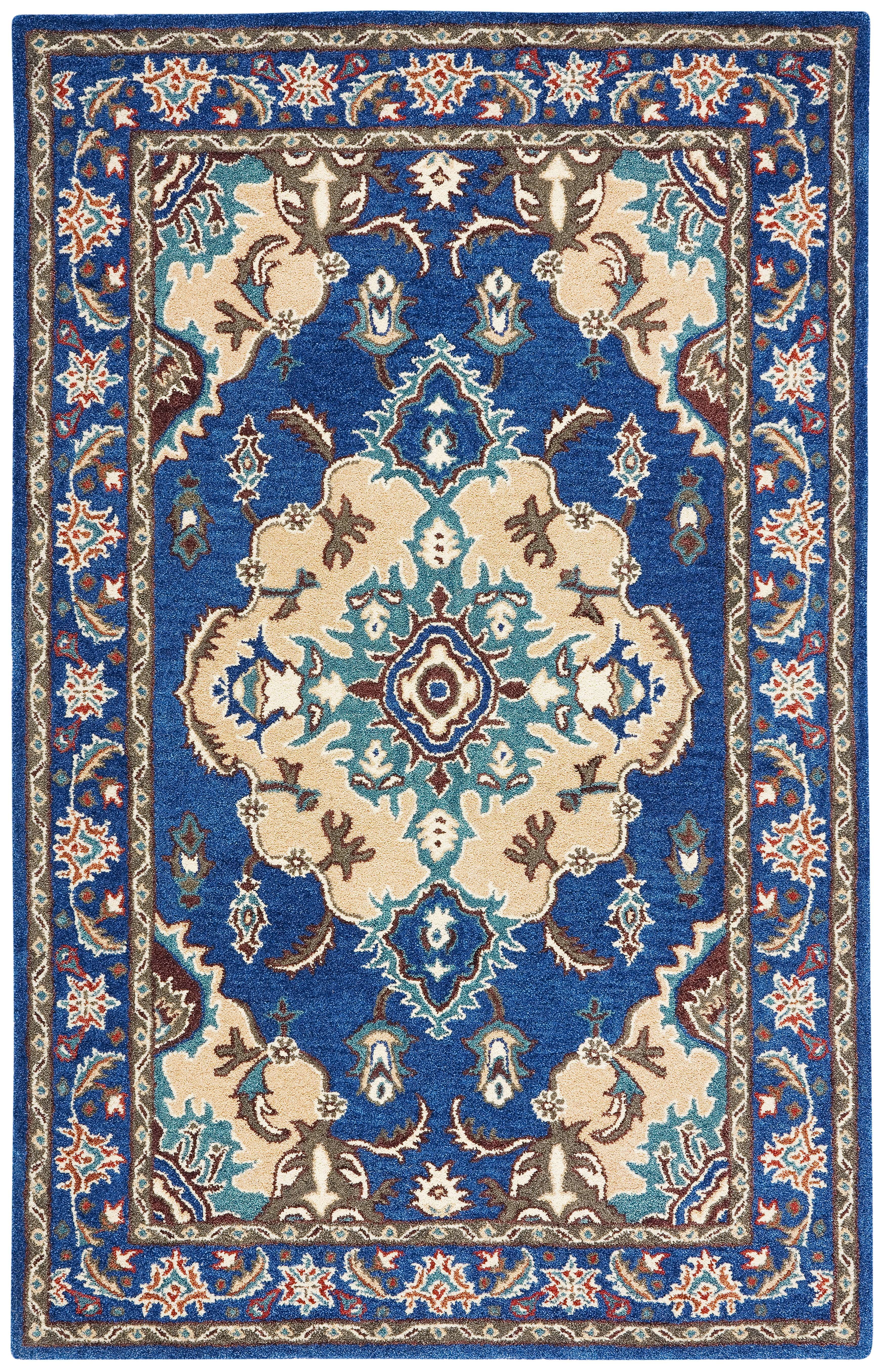 Handmade Tufted Blue Wool Round Area Rug