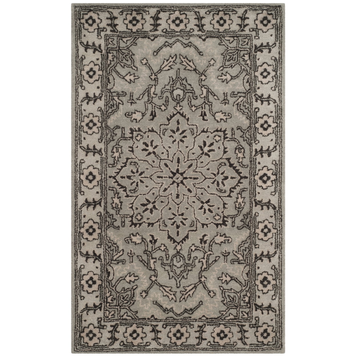 Gray Handmade Tufted Wool 4' x 6' Area Rug