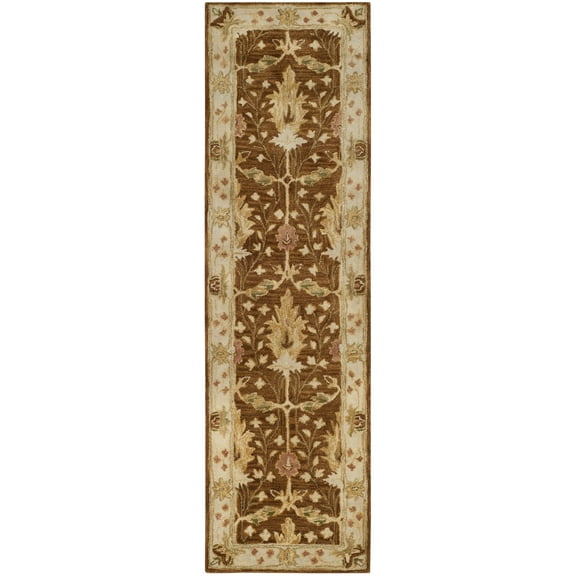 SAFAVIEH Antiquity Derbhile Traditional Bordered Wool Runner Rug, Brown/Beige, 2'3" x 8'