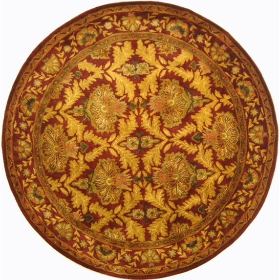 SAFAVIEH Antiquity Diarmait Oriental Wool Area Rug, Wine/Gold, 3'6" x 3'6" Round