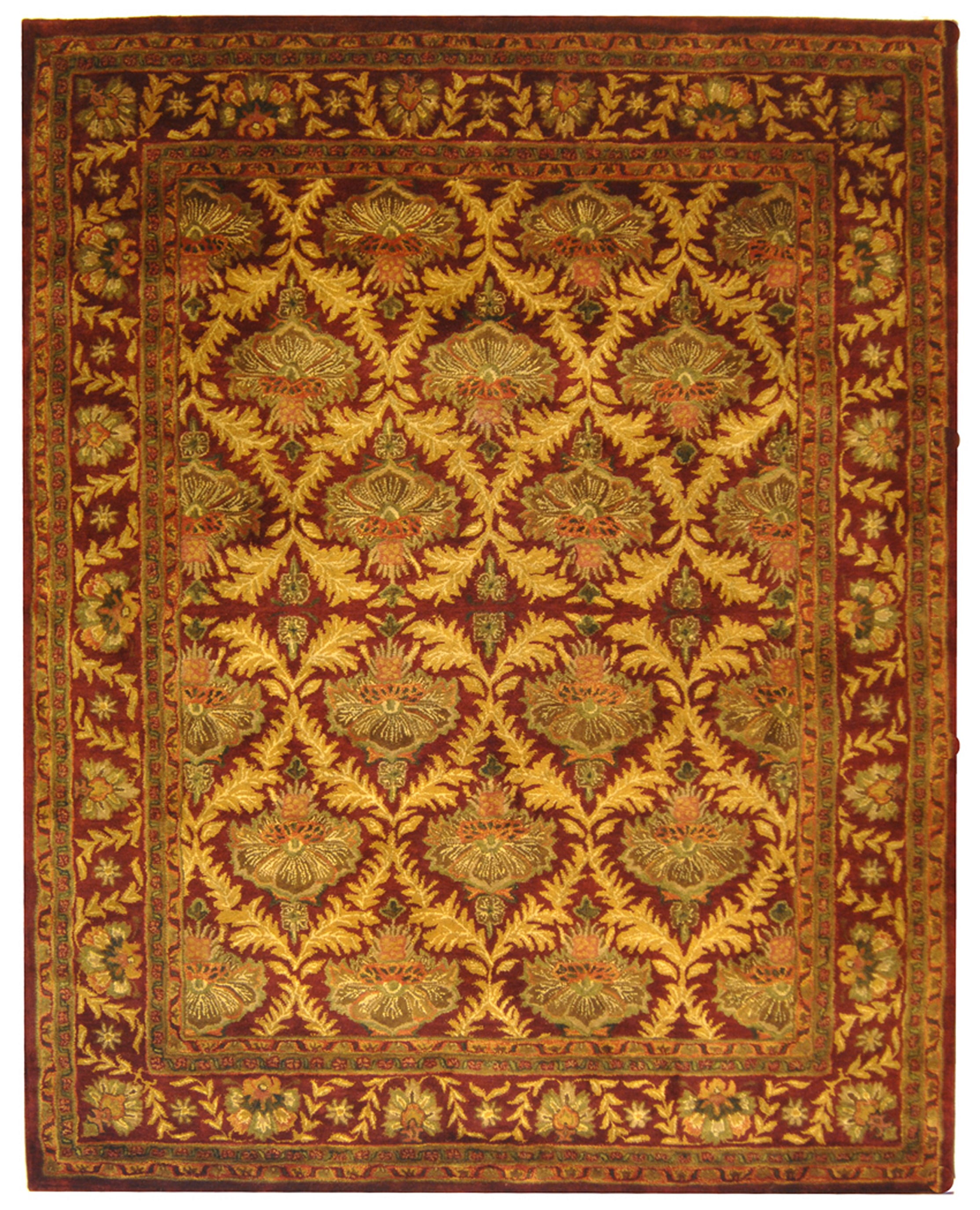 Hand-Tufted Wine and Gold Wool Floral Area Rug, 8'3" x 11'